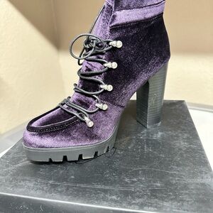 Report Velvet Lace-Up Boots - Purple